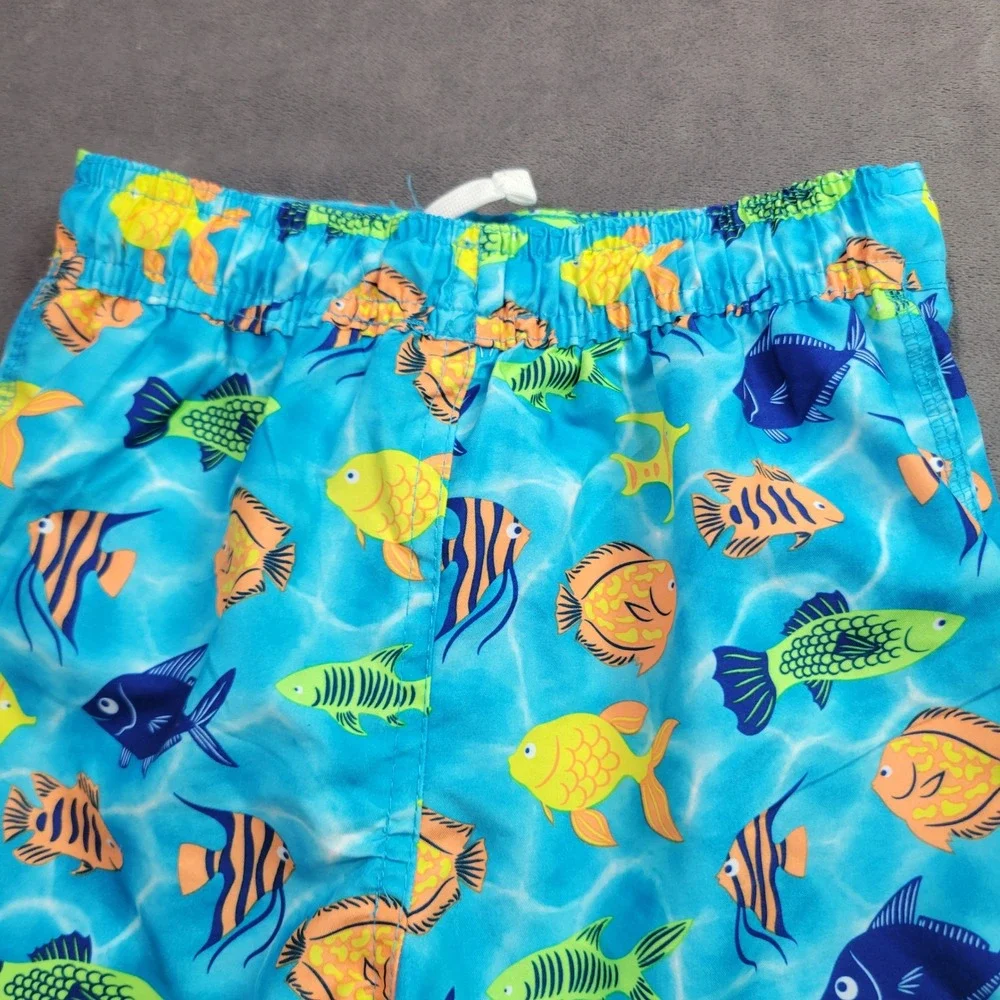 Mick Mack LTD Boys 4T‎ Blue Tropical Fish Swim Trunks Board Shorts Mesh Lined